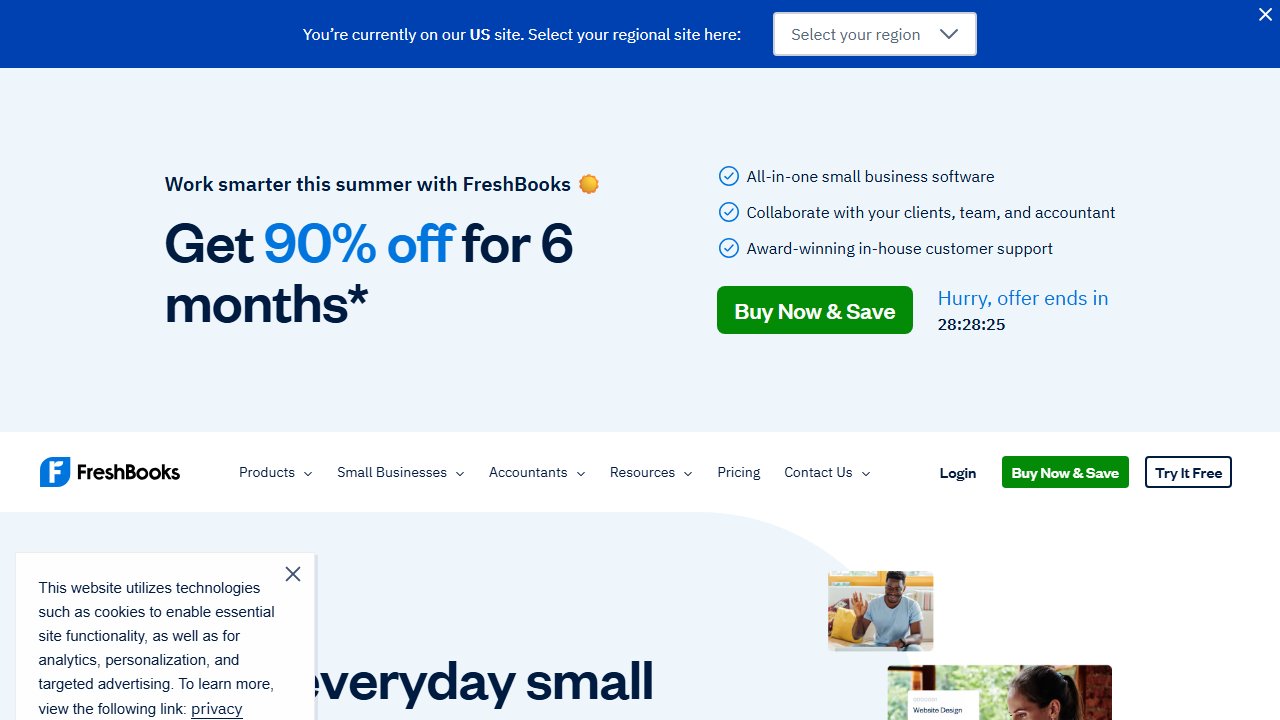 FreshBooks homepage