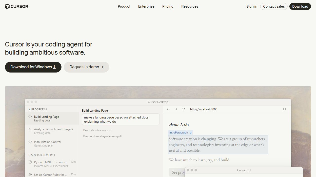 Cursor homepage