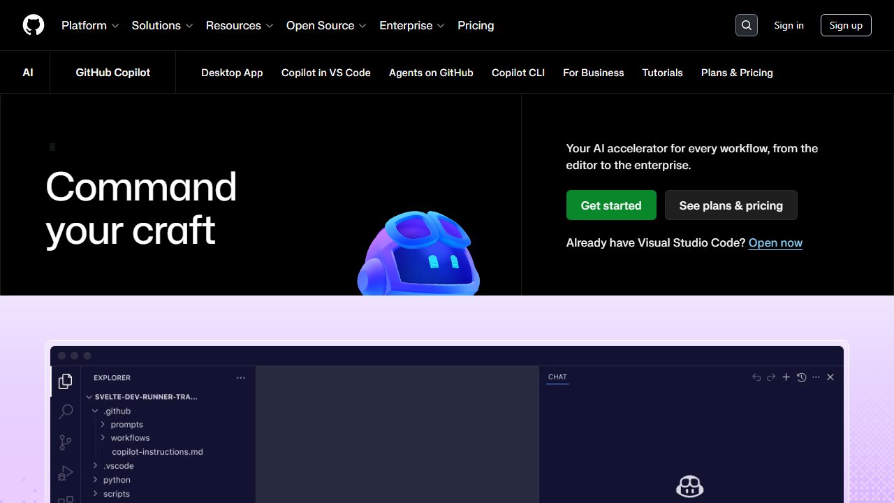GitHub Copilot homepage