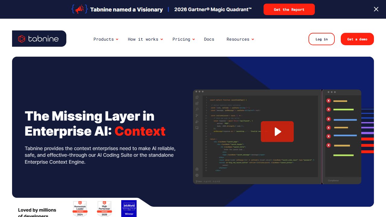 Tabnine homepage