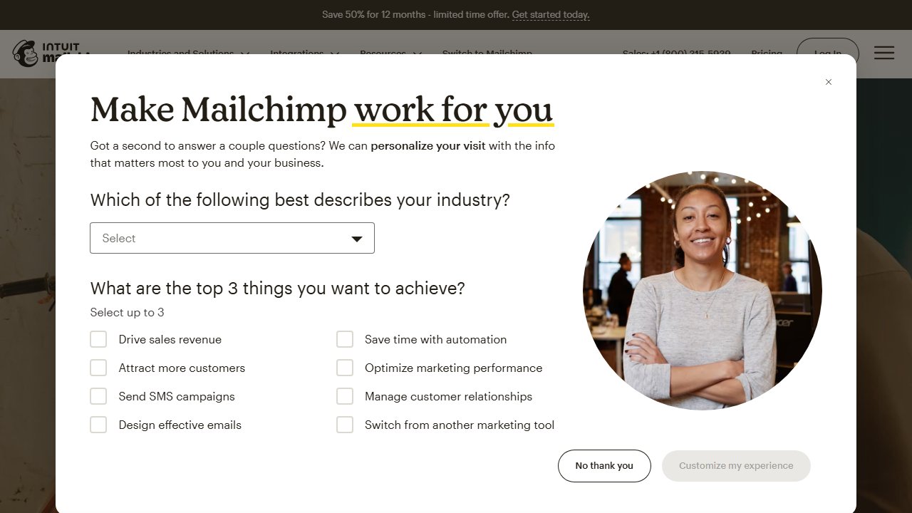 Mailchimp homepage