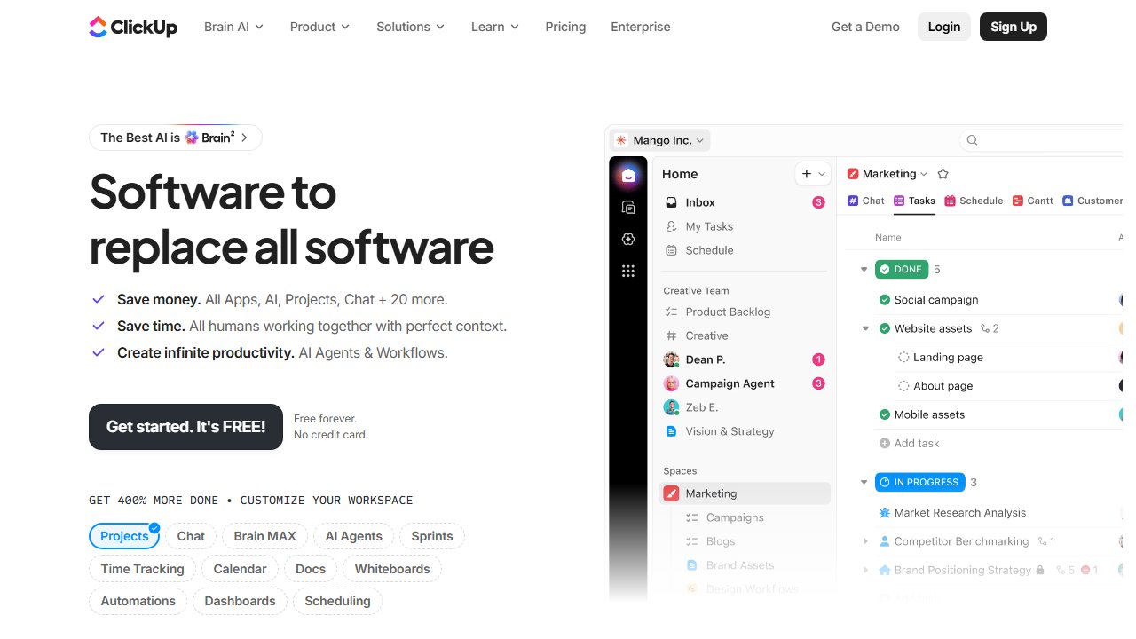ClickUp homepage
