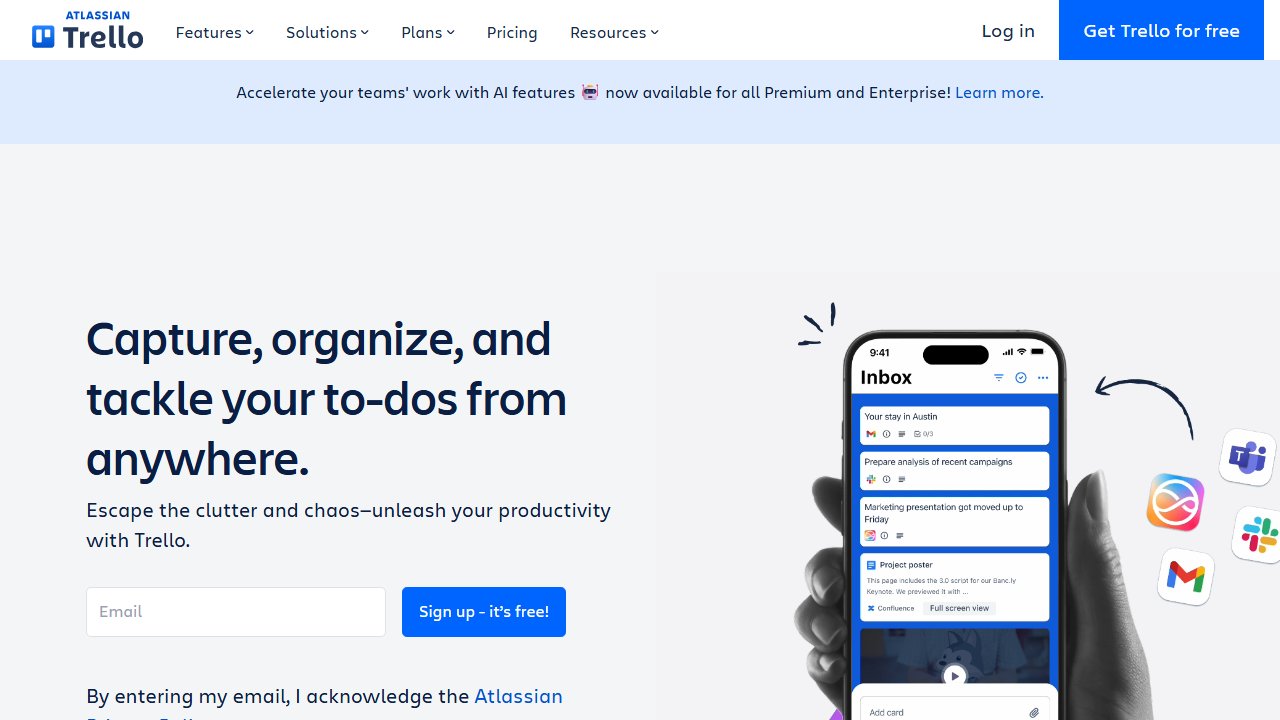 Trello homepage