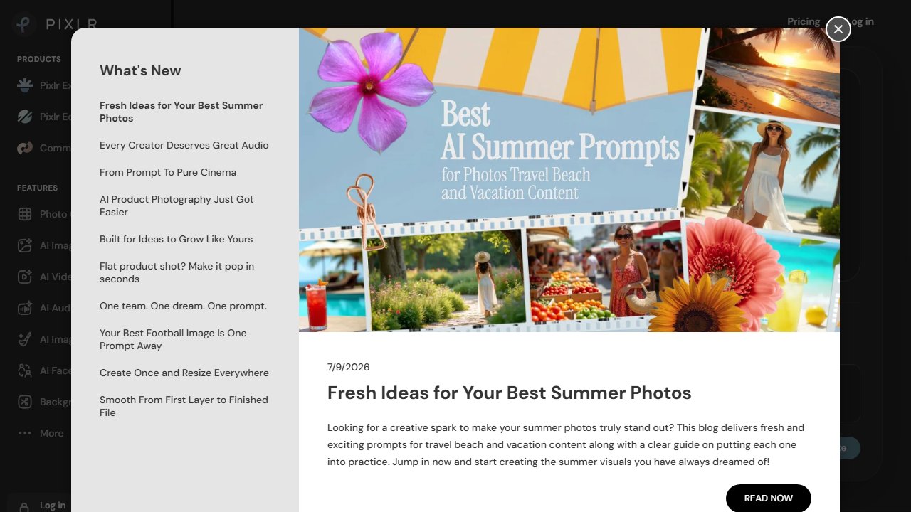 Pixlr homepage