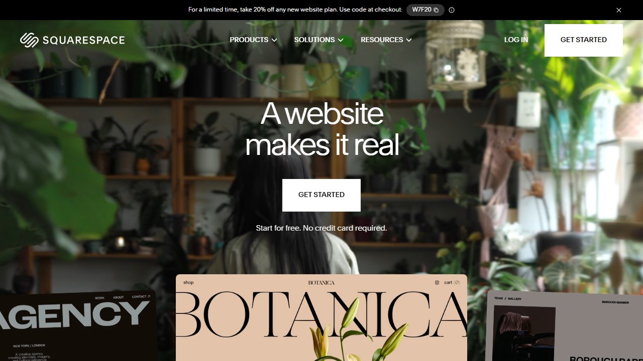 Squarespace homepage