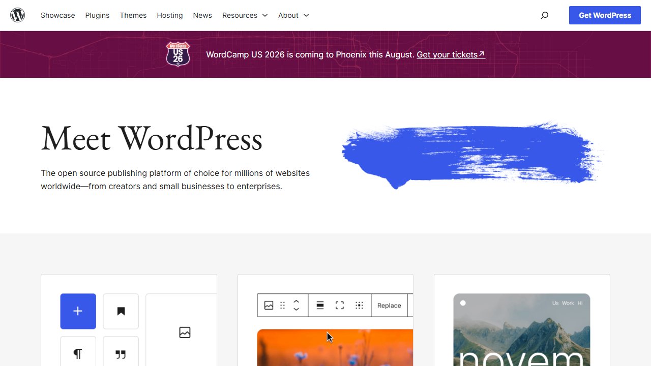 WordPress homepage