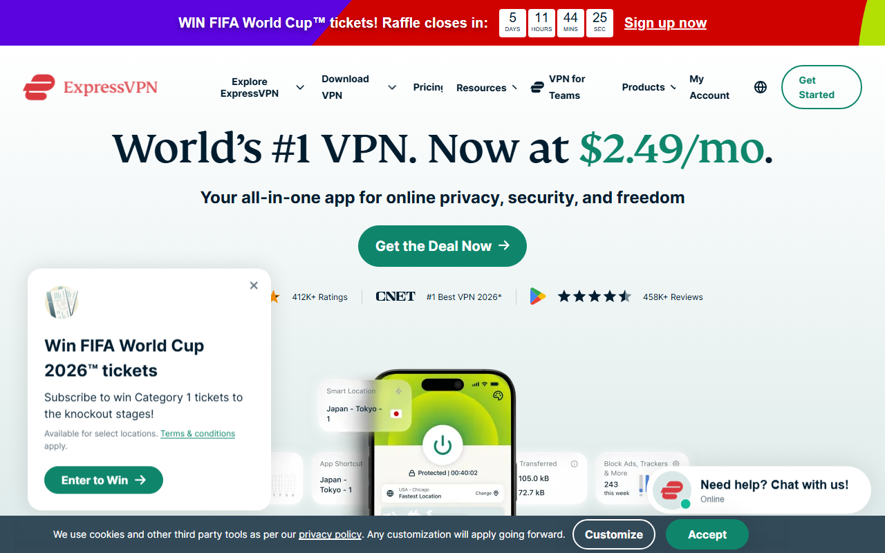 ExpressVPN homepage