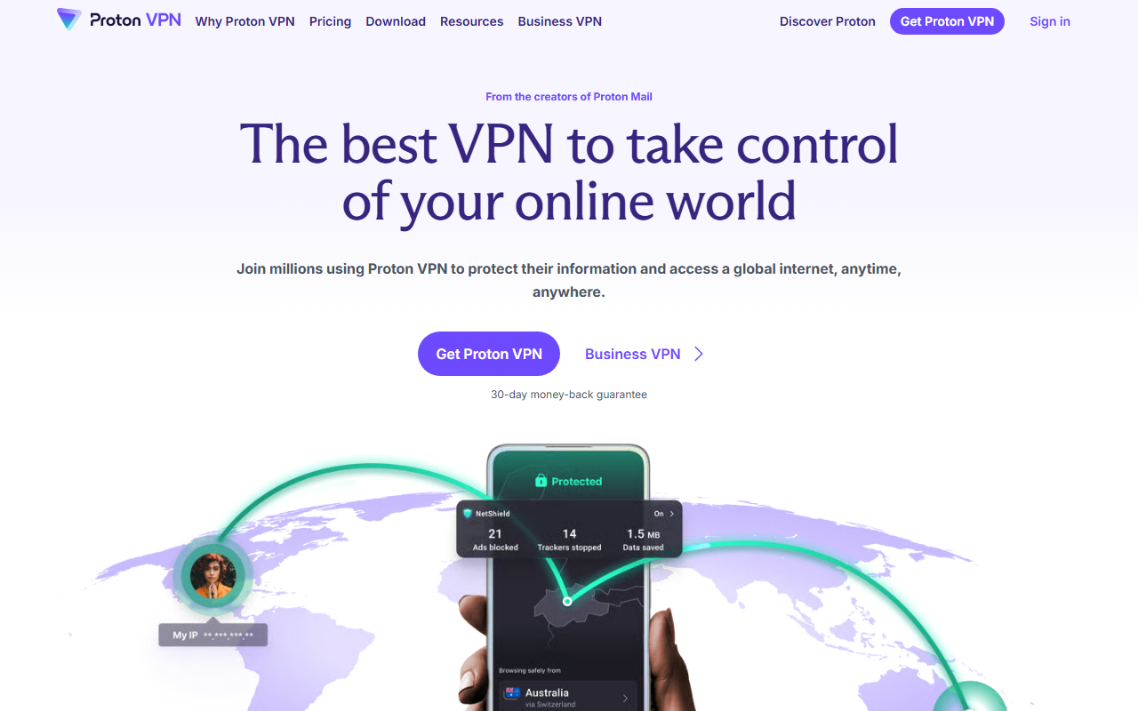 ProtonVPN homepage